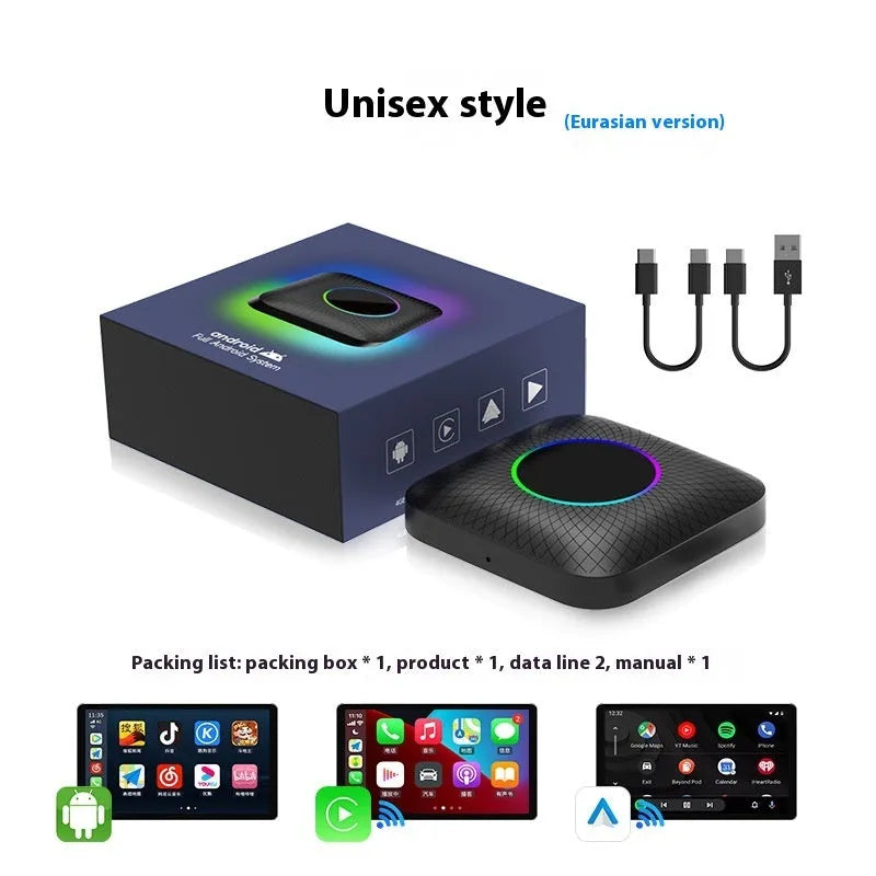 Carplay smart car networking box wired to wireless Qualcomm Eurasian version with two data cables