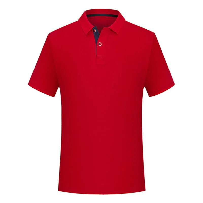Solid colour cotton polo collar casual T-shirt with short sleeves in white, red, grey, black and other colours, sizes S to 4XL