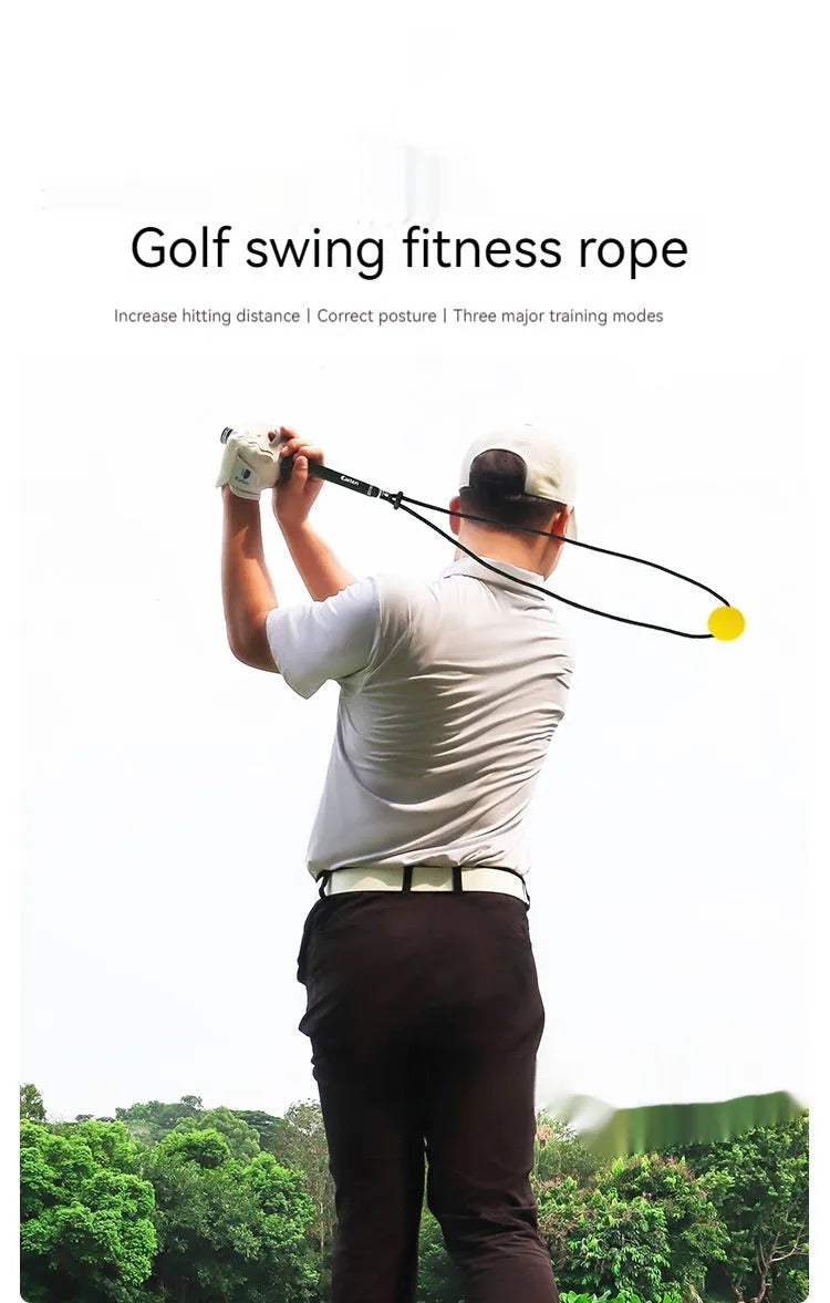 Black silicone elastic golf swing correction training rope for physical practice