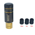 Roasted blue and black gold aluminium alloy universal car gear shift head with three rubber sleeves.