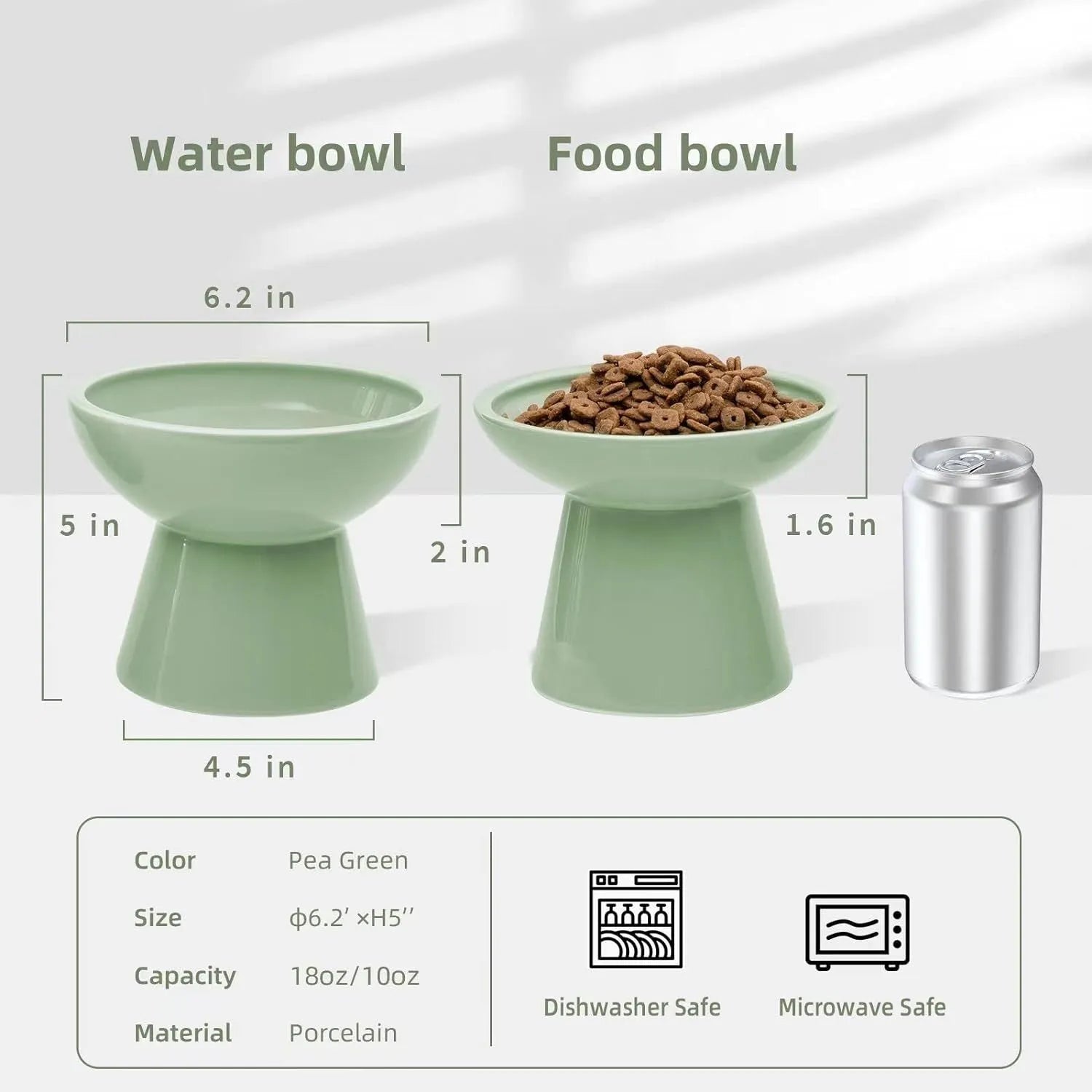 Extra wide ceramic elevated cat food bowl set in blue colour with shallow design