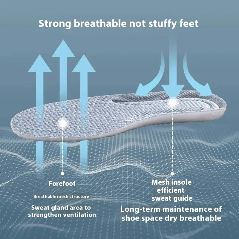 Breathable PU sports insoles in grey, black or orange colours with trimmable design for size customisation