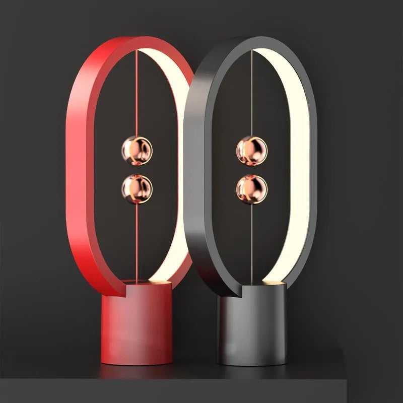 Mini magnetic floating switch LED table lamp with plastic shade, USB or rechargeable power, 55x140x250mm or 68x177x353mm