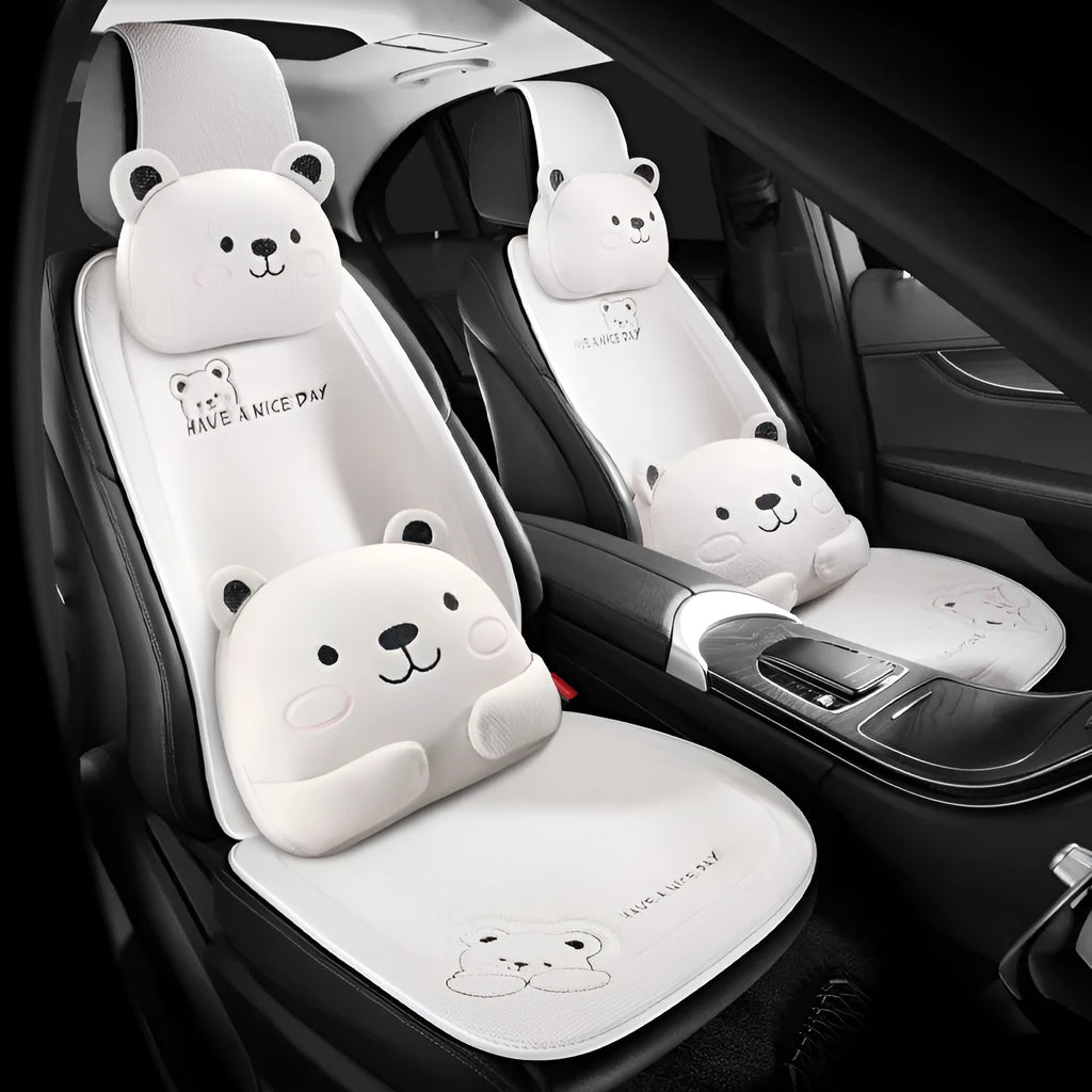 Car cushion set with headrest and lumbar support pillow in linen fabric with wool cotton filling