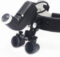 Head-mounted medical magnifying lens LED spotlight in white with adjustable magnification