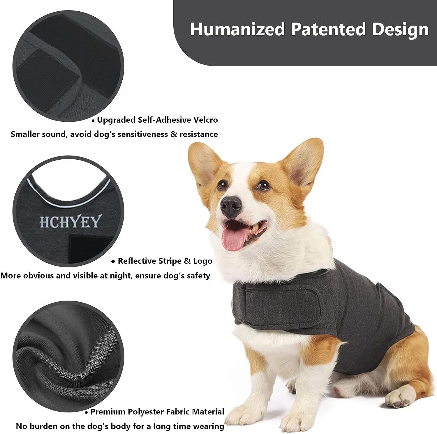Classic dog anxiety jacket breathable thunder vest in grey for dogs, sizes XS to XXXL