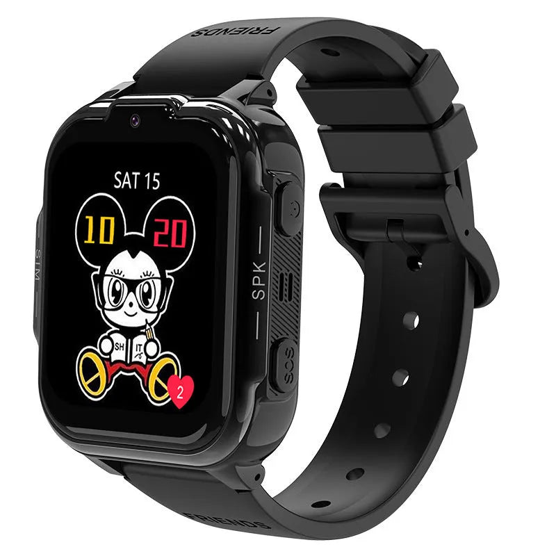 Children's smart watch with waterproof phone function, IPS screen, touch button, 750mAh battery, available in purple, black and sky blue