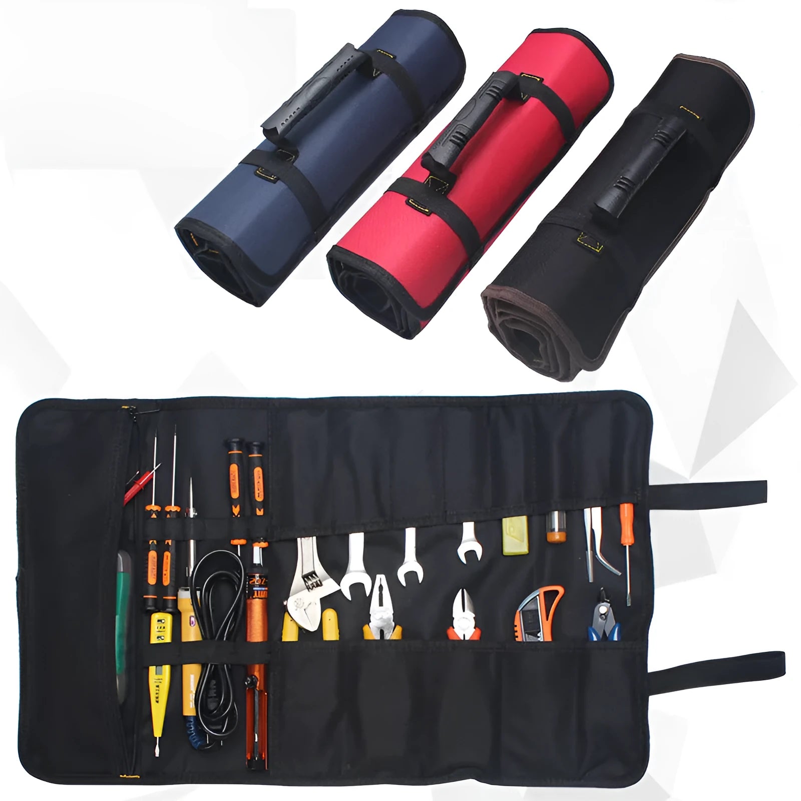 Oxford cloth electrician storage bag with three-dimensional reel design measuring 58.5 by 35.5 cm