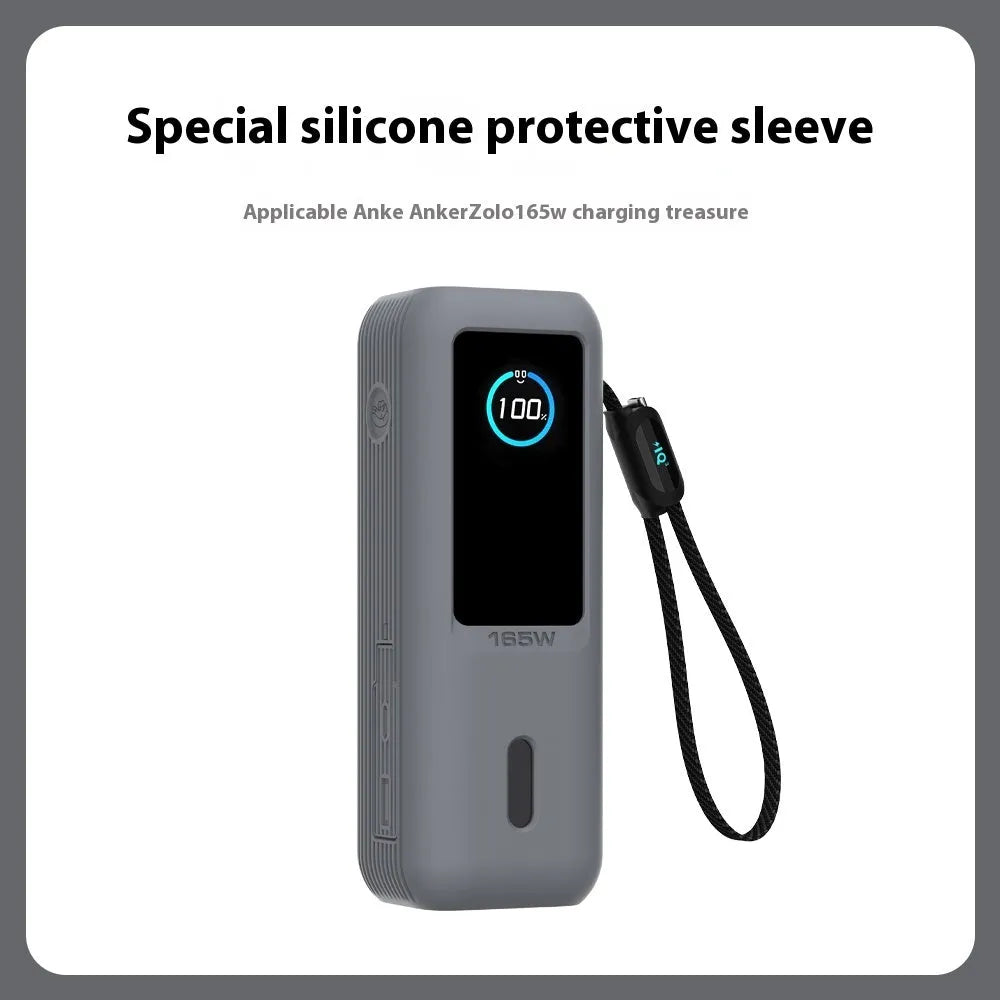 Silicone protective sleeve for Anker 165W power bank in Salt Lake Gray with cable storage compartment