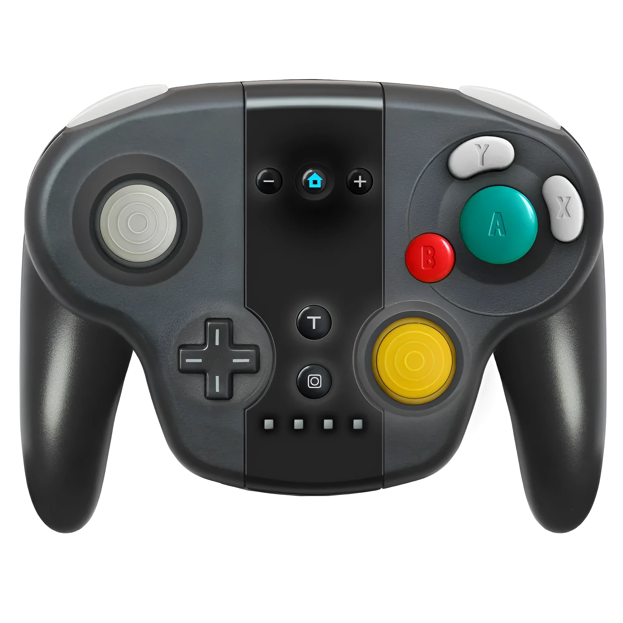 Black wireless Bluetooth gamepad with analogue sticks, D-pad, and face buttons for Nintendo Switch and PC.