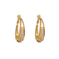 Thick gold plated copper zircon oval ear ring for women with geometric shape and round popular element