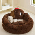 A plush, basket-style sofa bed for small dogs and cats, shown in medium and large sizes.