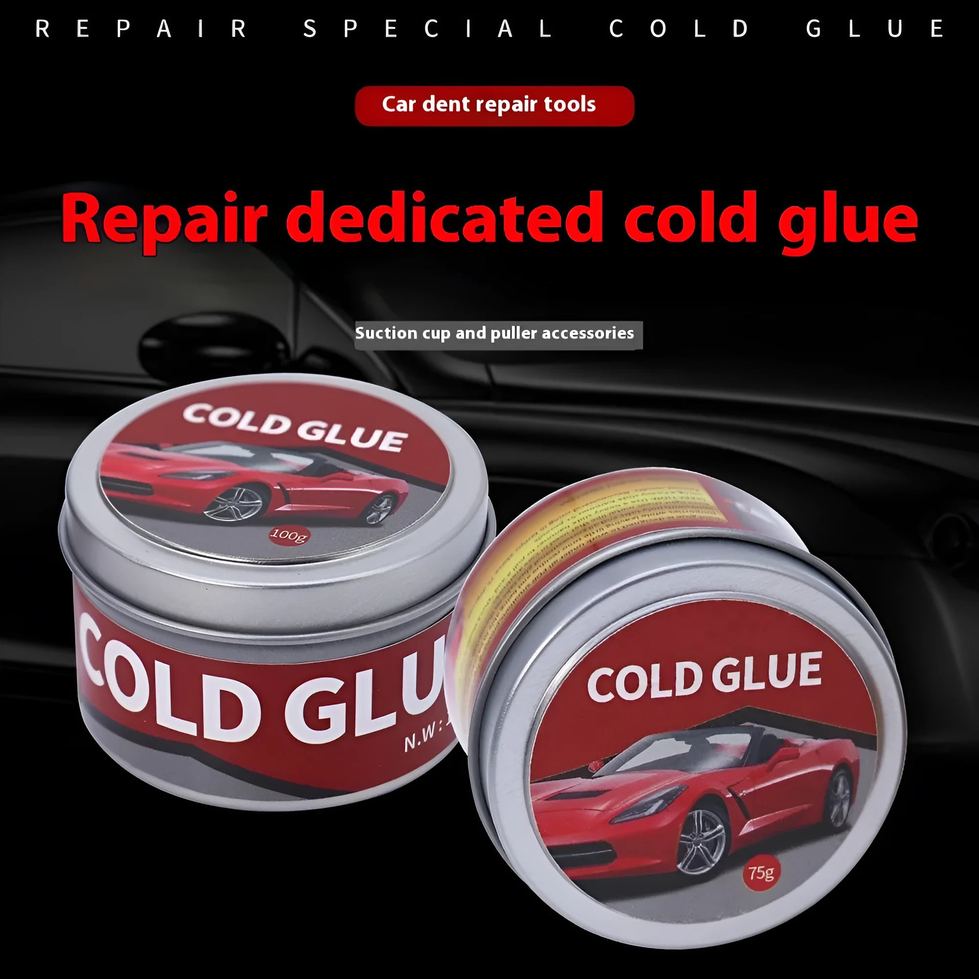 Tube of automobile depression repair cold glue for car body dent and scratch restoration