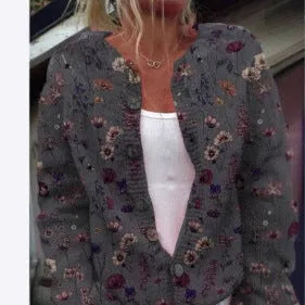 Women's cardigan coat with 3D digital printing pattern in loose fit design