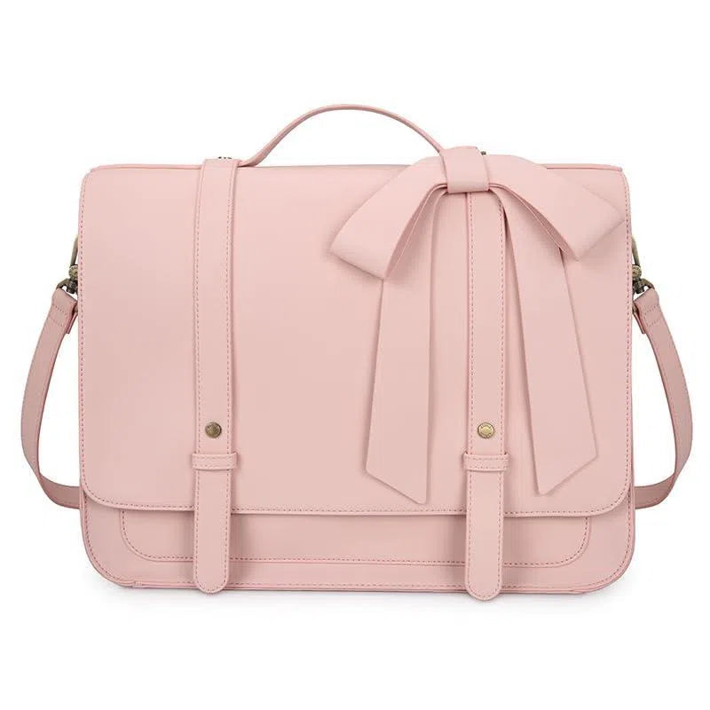 Women's polyurethane butterfly laptop bag in pink with romantic summer garden print
