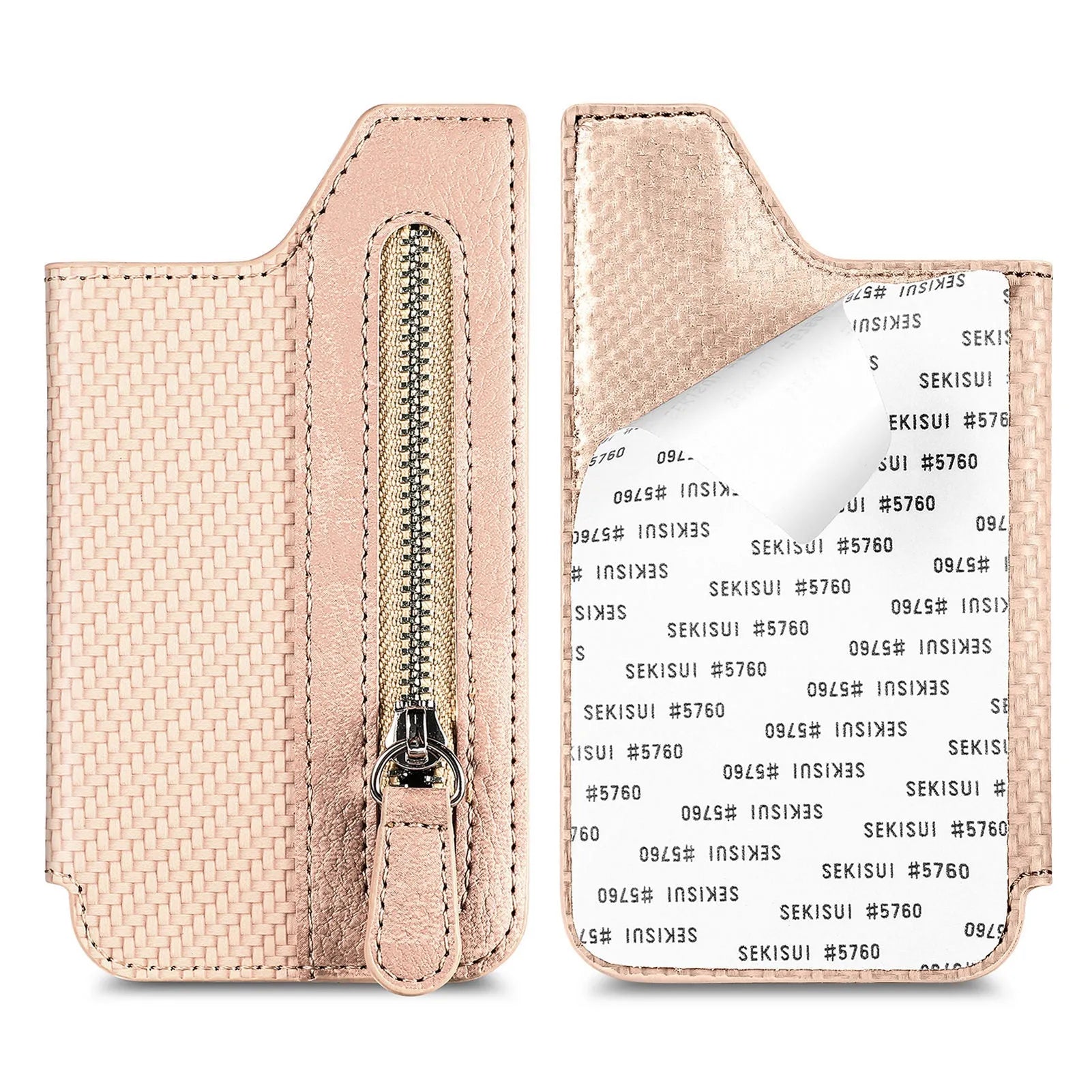 All-inclusive phone case with transparent TPU lens, PU card holder, and striped pattern for iPhone 13 Pro