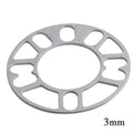 A metal wheel hub widening spacer gasket for automotive use, shown with thickness options.