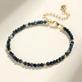 Blue tourmaline cut bead bracelet with 3mm faceted stones and spacer beads