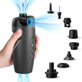 Black portable wireless air pump with LED light display and dust collection feature