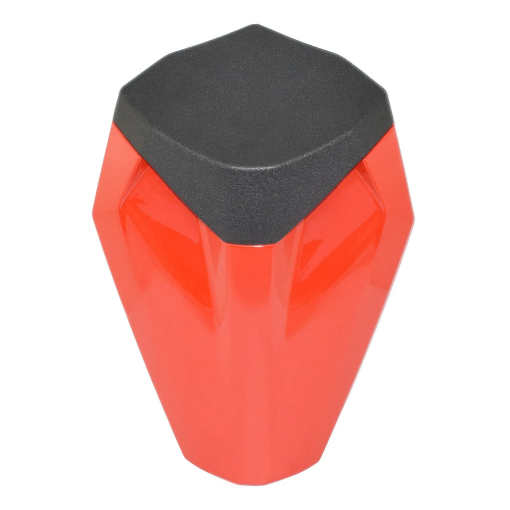 Motorcycle rear hump tail seat cover in ABS plastic, waterproof, shown in black with water transfer finish
