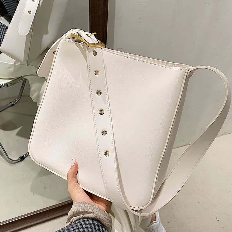 Women's soft PU shoulder messenger bag in black with sandwich zipper compartment, lightweight casual travel crossbody