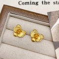 Women's retro floral earrings with gold or silver electroplated finish and petal design