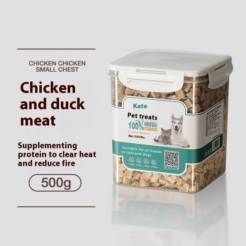 500g bag or can of freeze-dried chicken grain cat treats without shreds