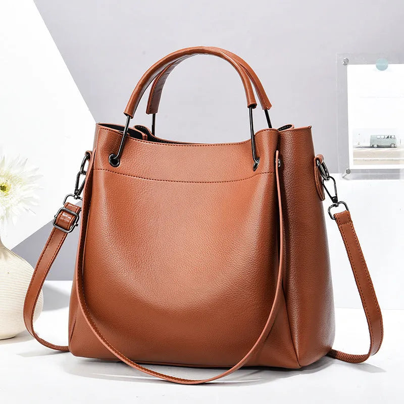 Women's PU rhombus quilted shoulder bag in beige with smooth polyester lining and compact 26x7x18cm size