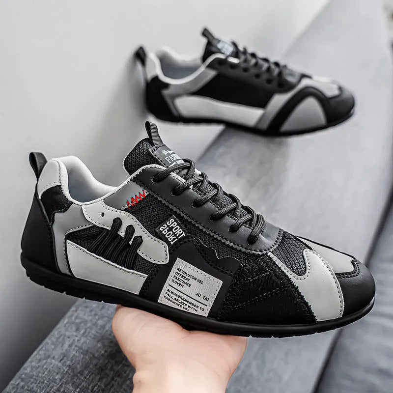Men's spring summer sports shoes low top board shoes round toe artificial PU upper colour block design flat heel