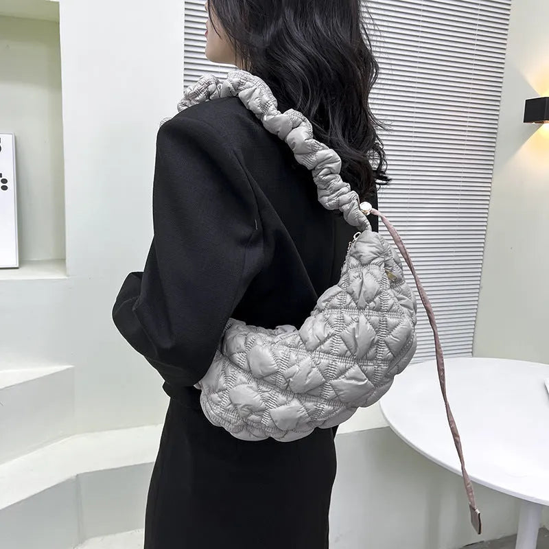 Women's nylon underarm bag with adjustable shoulder strap in solid colour options
