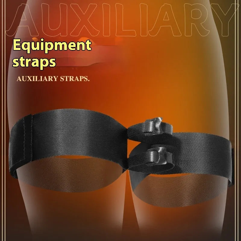 Black knitted belt harness strap for sex toy restraint with appliance attachment