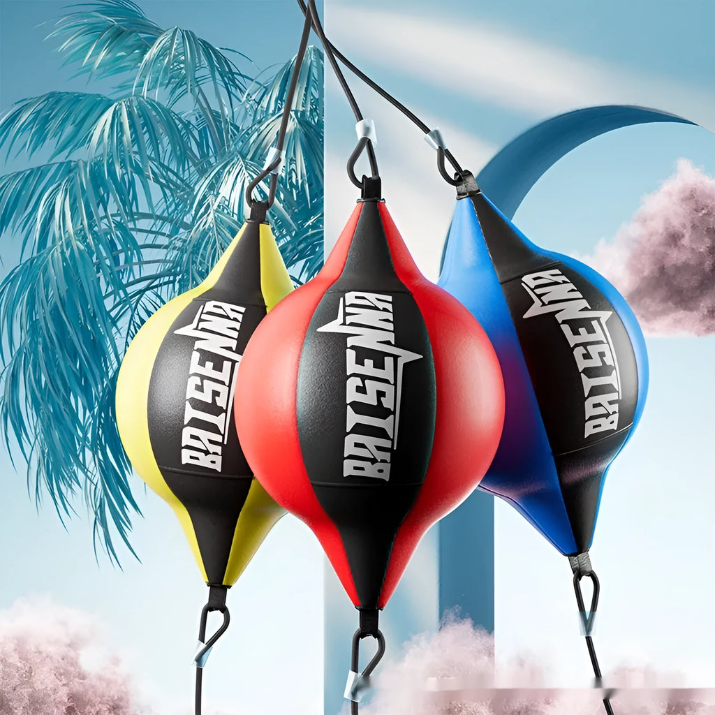 Professional black and red stitching boxing dodge ball hanging for training.