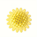 Yellow rubber sunflower dog chew toy with 10cm diameter head and 5cm stem