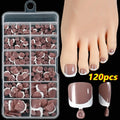 120-piece box of nude artificial toe nails with French white edges in nine shades TD245-B1 to B9