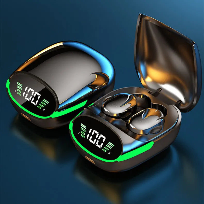 TG06 wireless Bluetooth headset in black with in-ear design and power display