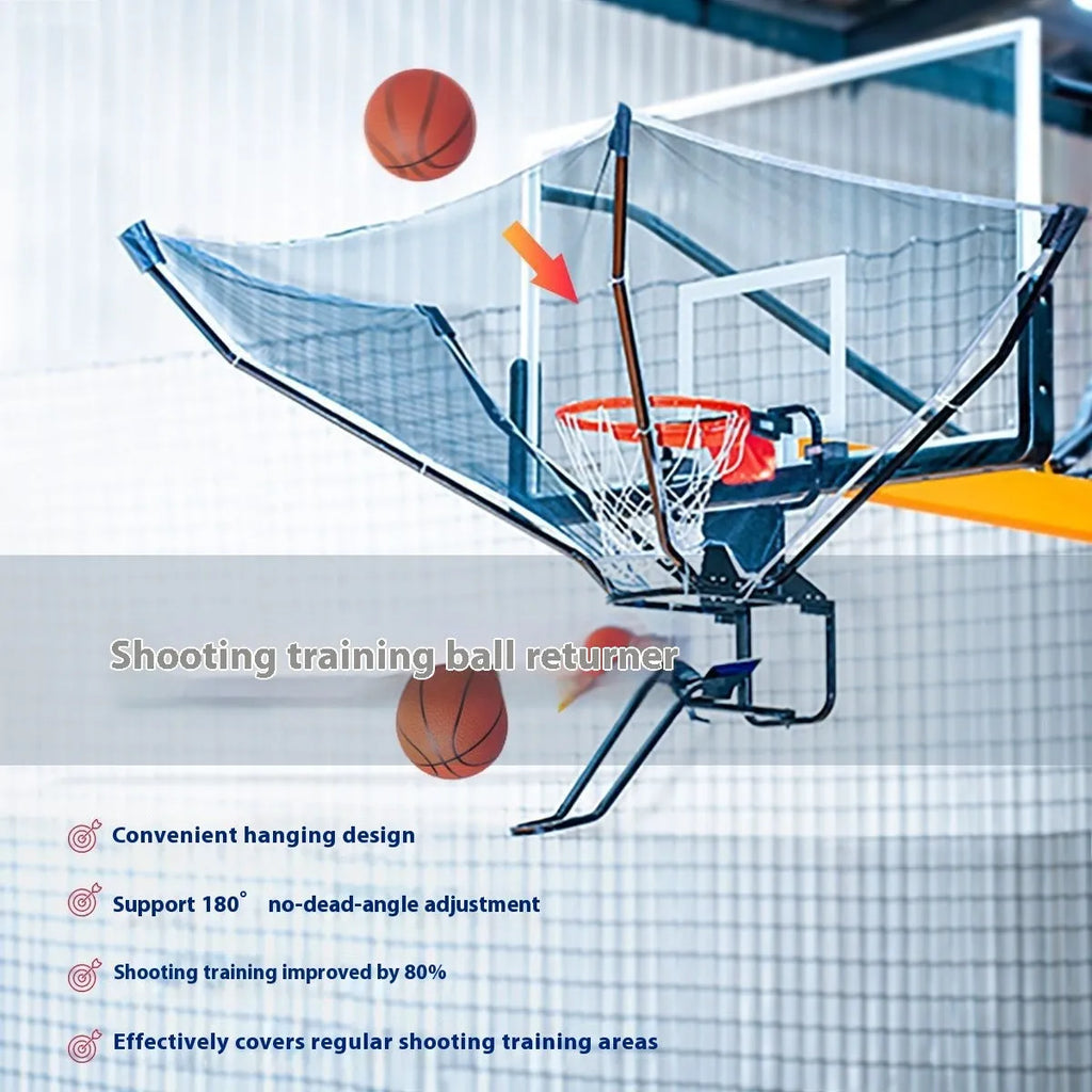 Basketball automatic serve training device with iron frame and cowhide surface for shooting practice