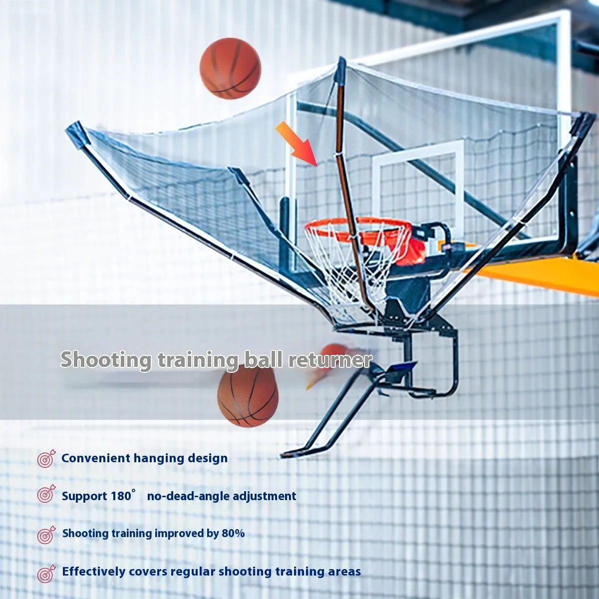 Basketball automatic serve training device with iron frame and cowhide surface for shooting practice