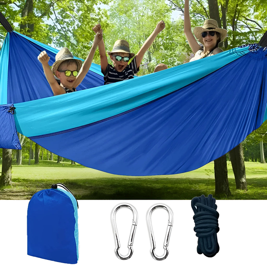 Ultralight double hammock in green 340T pongee with rope and buckle