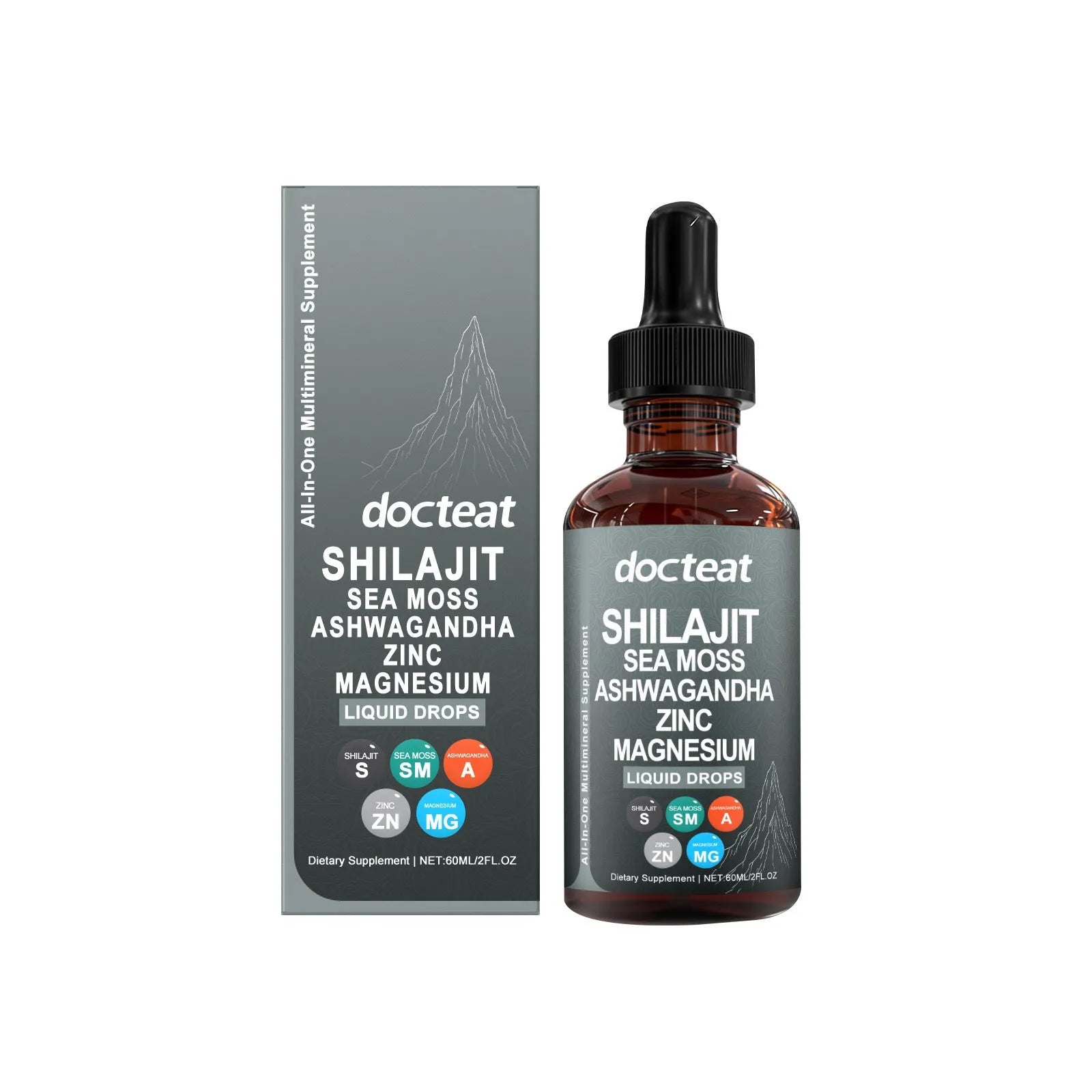 60ml intestinal balance dietary supplement liquid in a glass dropper bottle