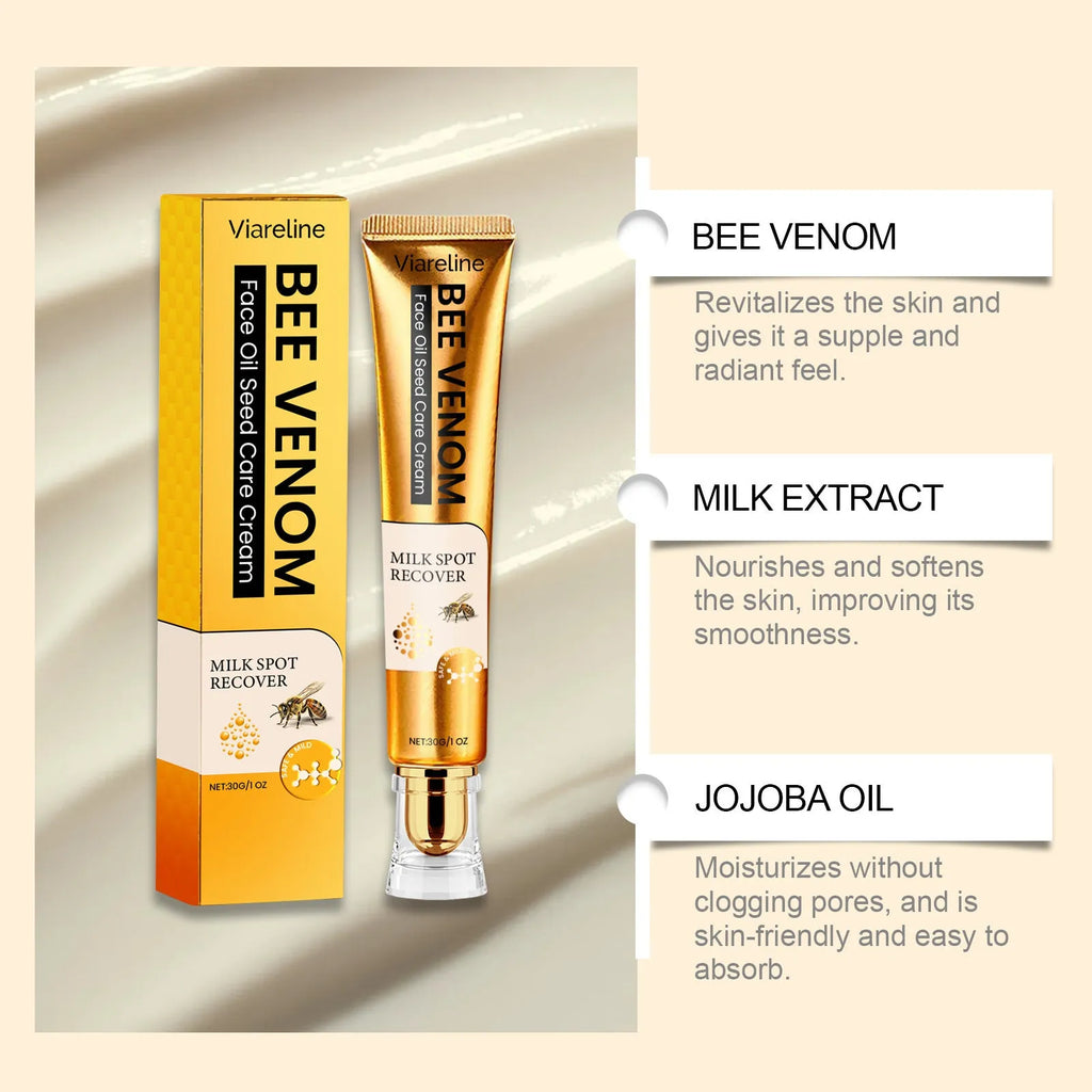 30g tube of facial and neck moisturising cream with bee venom and milk extract.