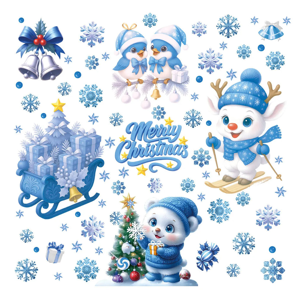 Christmas party decorative creative glass sticker PVC material American style festive window decal