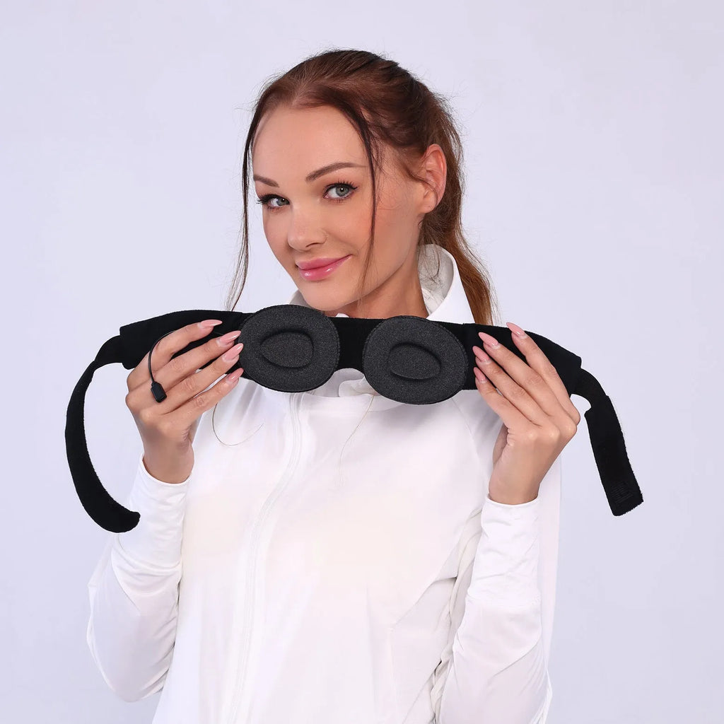 Grey outline Bluetooth sleeping eye mask with polyester construction