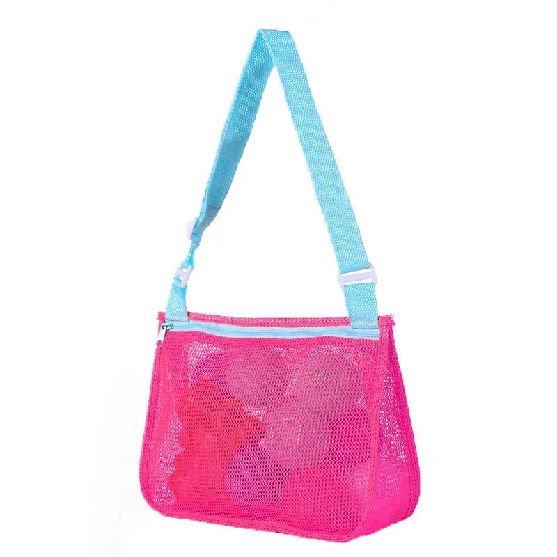 Blue nylon mesh children's travel storage bag with sealing function, 20x25x8 cm dimensions