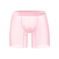 Men's breathable ice silk boxers in solid orange, pink, and red colours with low-waist design