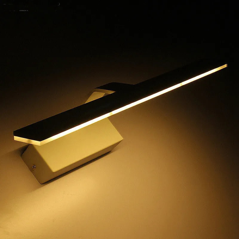 White LED bathroom mirror headlight with three-colour dimming on a vanity.