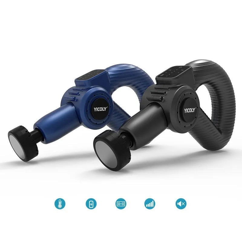 Black smart muscle massage gun with hot and ice compress therapy functions