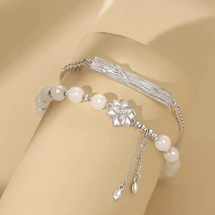Chinese style resin beaded bracelet with floral designs for couples in S493 colour options
