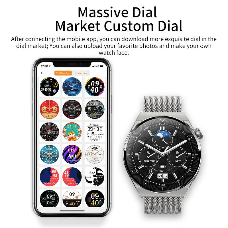 Black silicone strap smartwatch with silver case vinyl, showing TFT touch screen displaying heart rate data