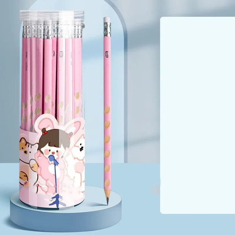 Primary school hole-shaped pencil for correcting grip, wooden, cartoon style, 188mm, on white background