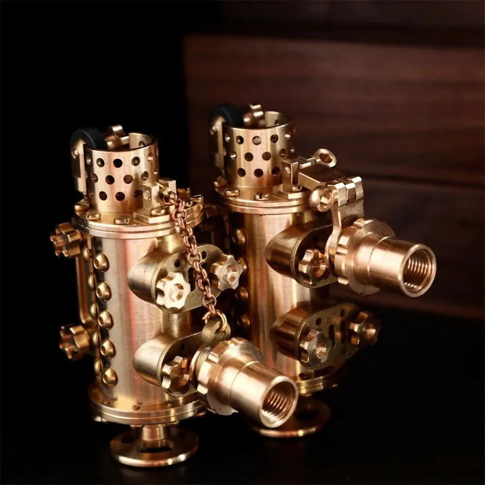 All copper handmade mechanical punk kerosene lighter with brass colour and shaft even format